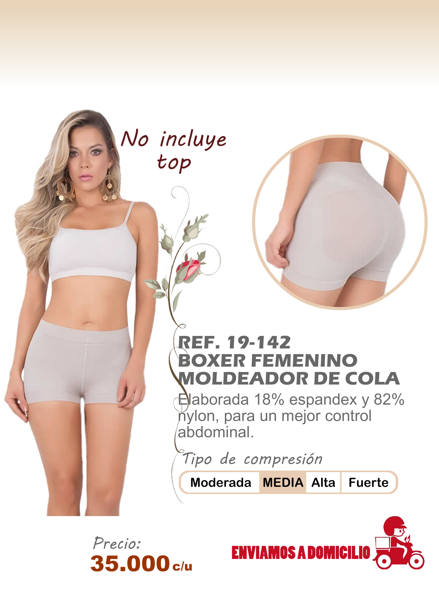 boxer femenino moldeador de cola