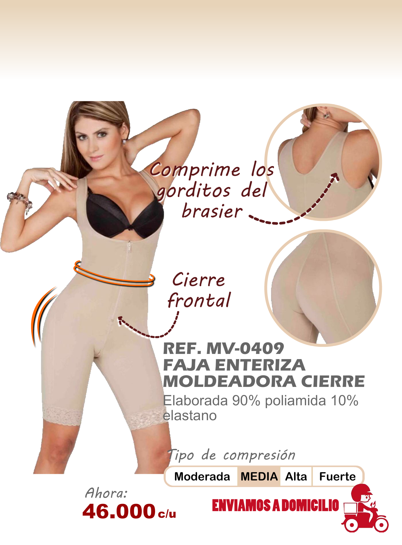 faja moldeadora enteriza cierre