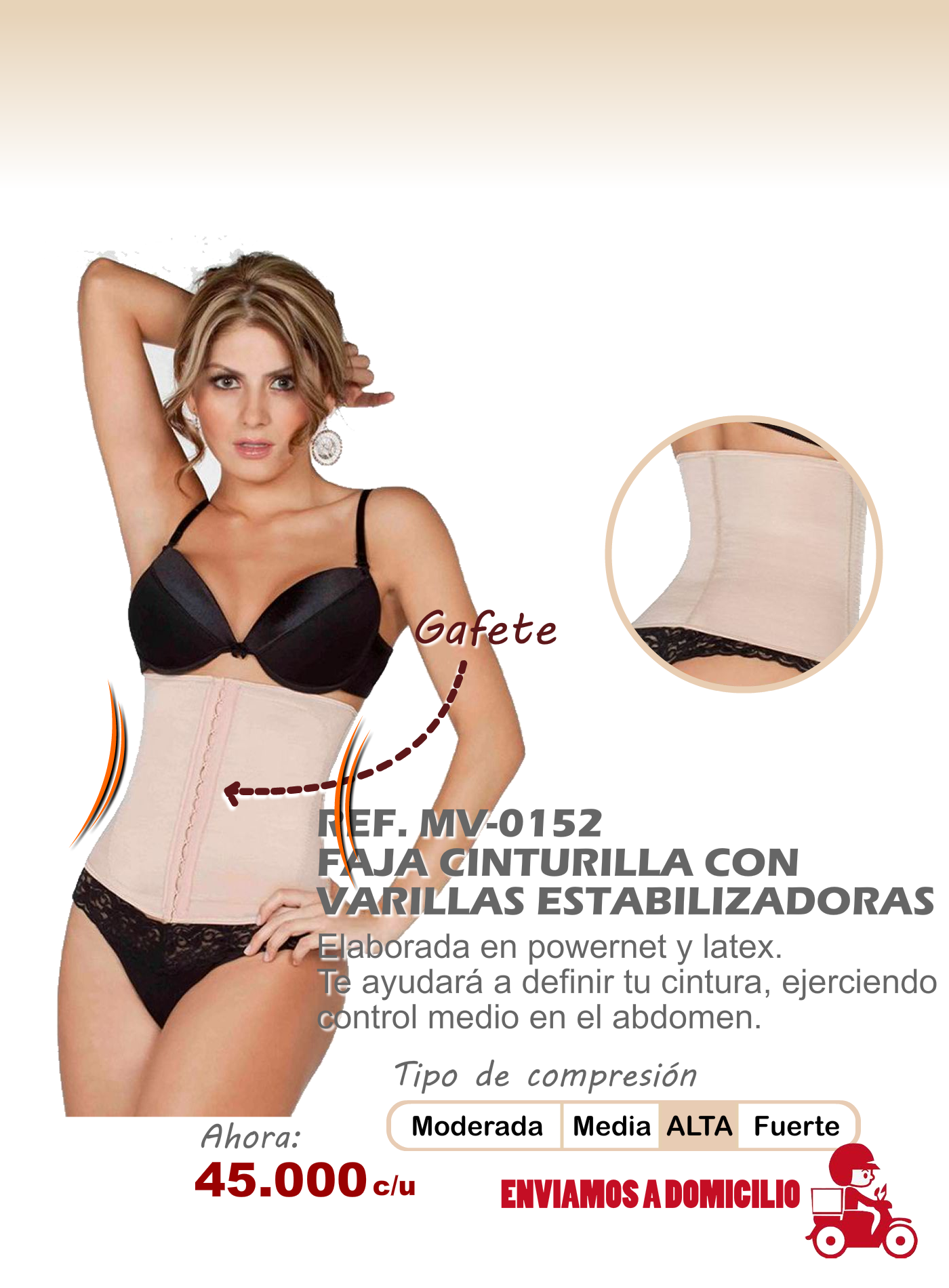 faja cinturilla con varillas estabilizadoras