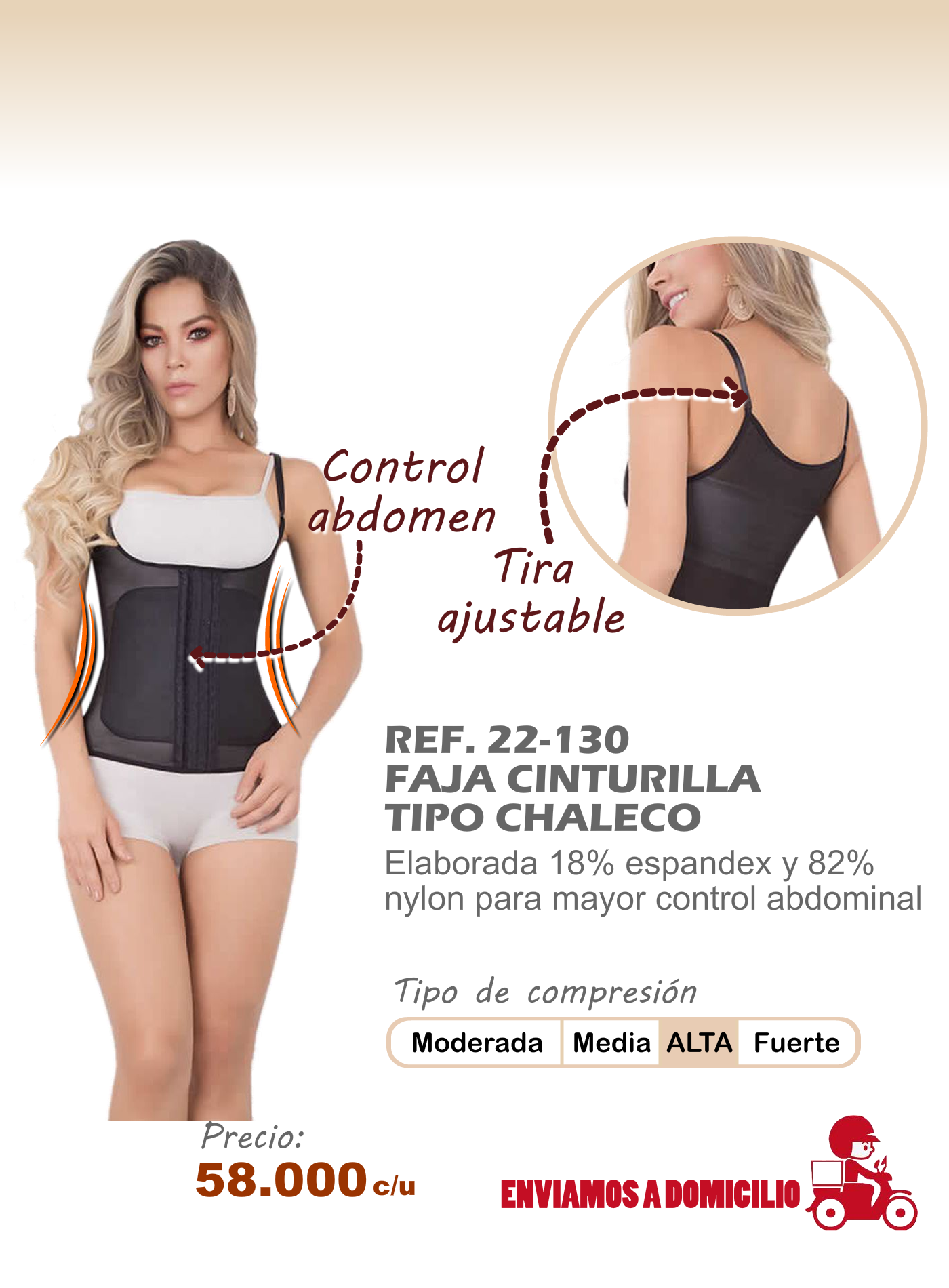faja cinturilla tipo chaleco