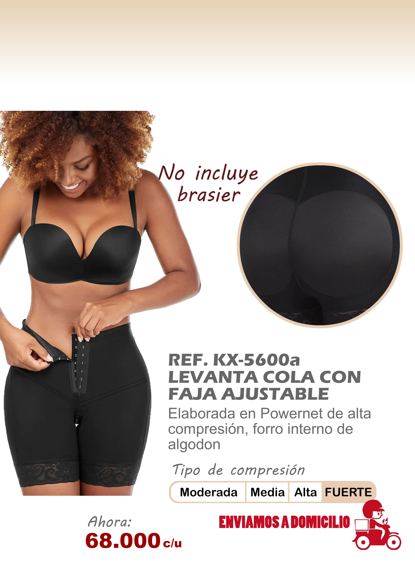 levanta cola con faja ajustable