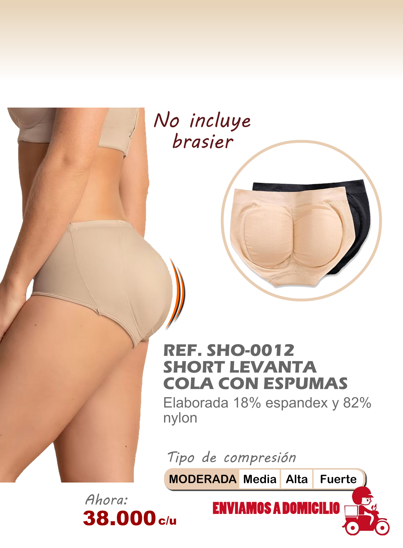 short levanta cola con espuma