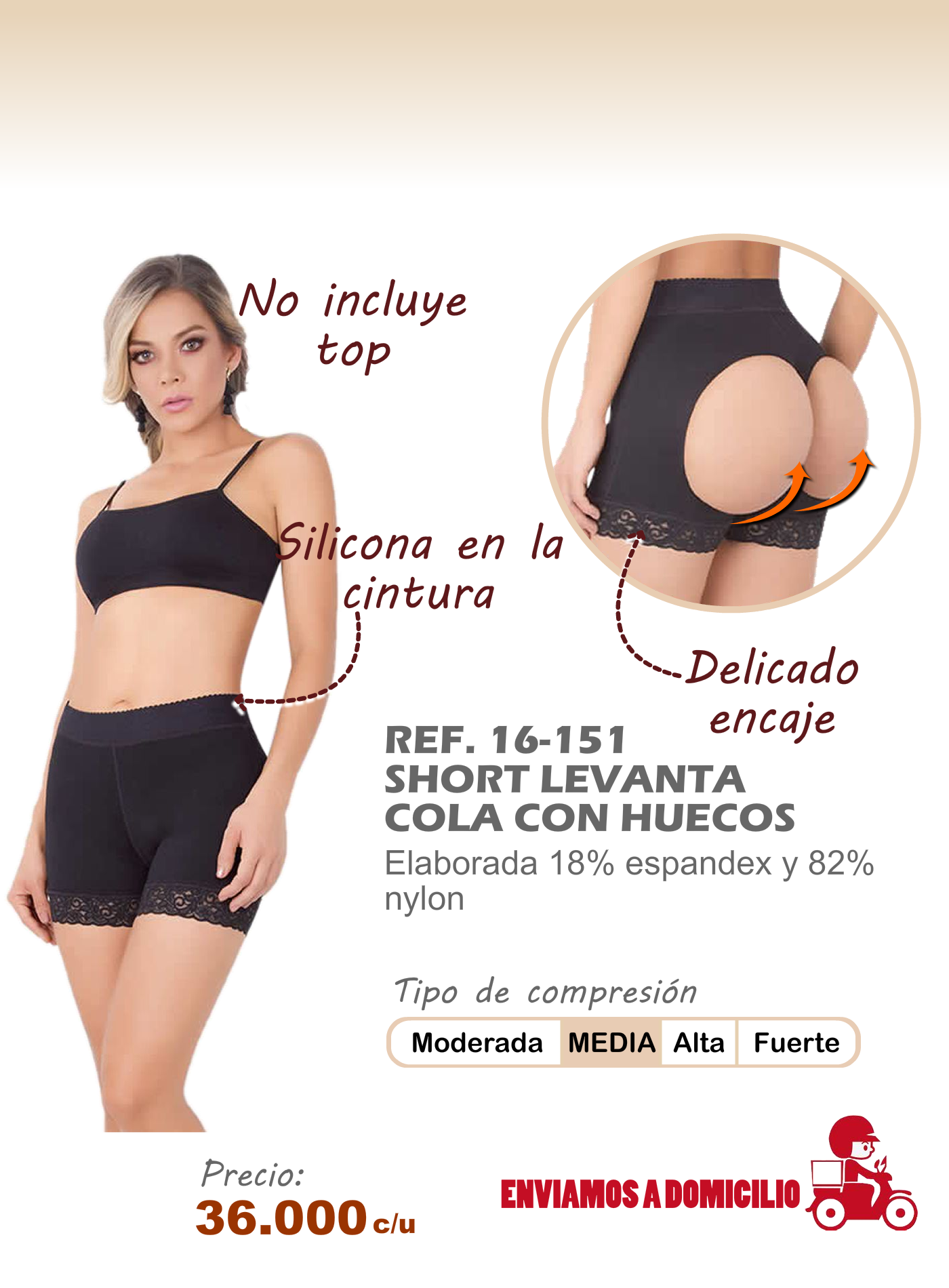 short levanta cola con huecos