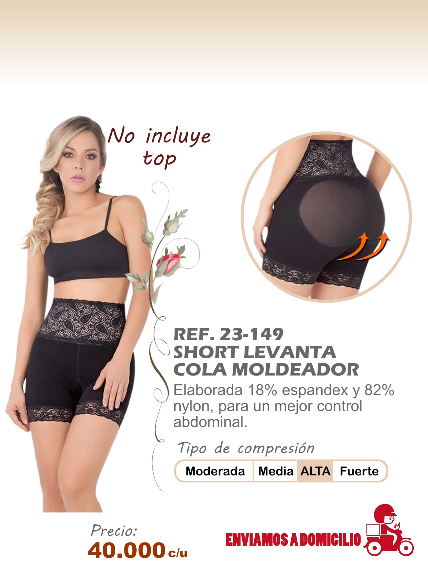 short levanta cola moldeador